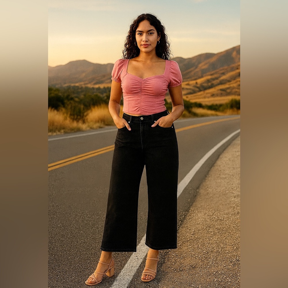 Cider Wide-Leg Black Jeans 1XL | High-Rise Minimalist Denim